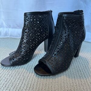 Report Black Cutout Peep-Toe Ankle Boots